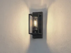 LED Außenwandleuchte mit Dämmerungssensor, H: 40cm Edelstahl Schwarz