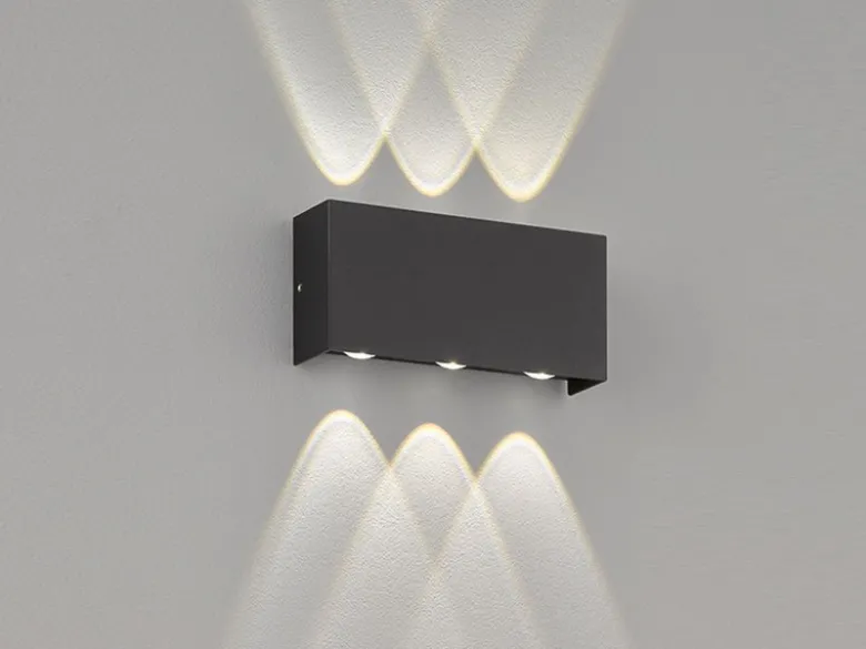 LED Außenwandleuchte NAIROBI Schwarz mit Up and Down Licht - 17cm breit