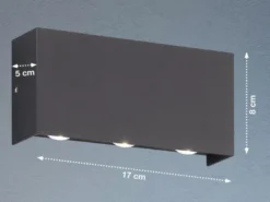 LED Außenwandleuchte NAIROBI Schwarz mit Up and Down Licht - 17cm breit