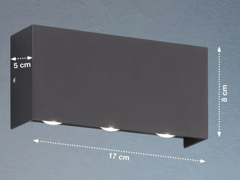 LED Außenwandleuchte NAIROBI Schwarz mit Up and Down Licht - 17cm breit