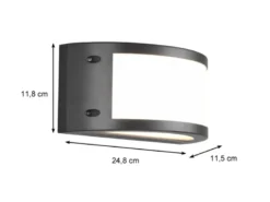 LED Außenwandleuchten 2er Set halbrund in Anthrazit, Breite 24,8 cm