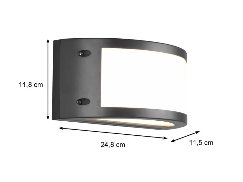 LED Außenwandleuchten 2er Set halbrund in Anthrazit, Breite 24,8 cm