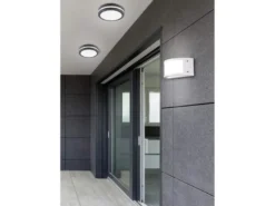 LED Außenwandleuchten 2er Set halbrund in Anthrazit, Breite 24,8 cm