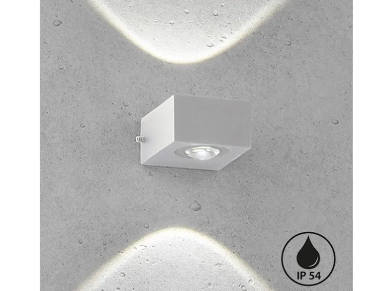 LED Außenwandleuchten 2er SET Silber mit Up and Down Licht - 8cm breit