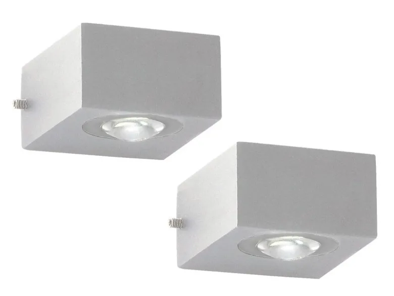 LED Außenwandleuchten 2er SET Silber mit Up and Down Licht - 8cm breit