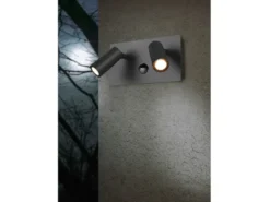 LED Außenwandleuchten 2er Set Strahler 2-flammig mit Bewegungsmelder Anthrazit