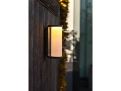 LED Außenwandleuchten 2er SET Schwarz, Glas-Zylinder 7x20cm