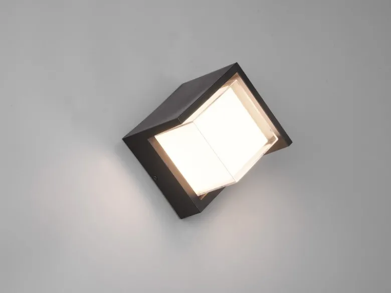 LED Außenwandleuchten 2er SET Schwarz Fassadenbeleuchtung Würfel eckig 15x15cm