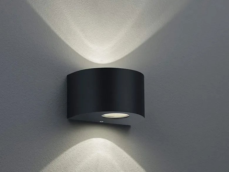 LED Außenwandleuchte ROSARIO Up and Down Light rund in Schwarz