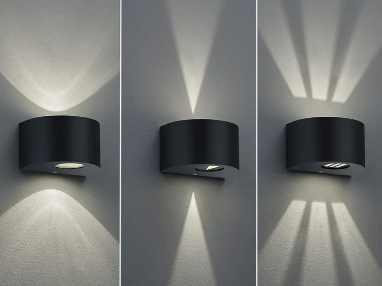 LED Außenwandleuchte ROSARIO Up and Down Light rund in Schwarz
