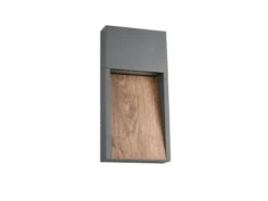 LED Außenwandleuchte SALMON in Anthrazit & Holzoptik, Höhe 33cm