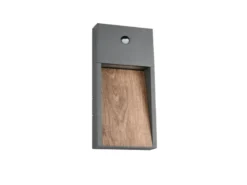 LED Außenwandleuchte SALMON mit Bewegungsmelder Anthrazit & Holzoptik, H 33cm