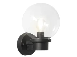 LED Außenwandleuchte, Schwarz, Höhe 29cm mit Glas Kugel Ø 20cm