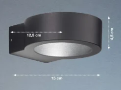 LED Außenwandleuchte TORRES Schwarz mit Up and Down Licht - 15cm breit