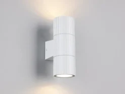 LED Außenwandleuchte Up and Down Weiß geriffelt, Höhe 16cm