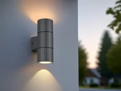 LED Außenwandleuchte Up and Down Anthrazit geriffelt, Höhe 16cm