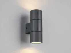 LED Außenwandleuchte Up and Down Anthrazit geriffelt, Höhe 16cm