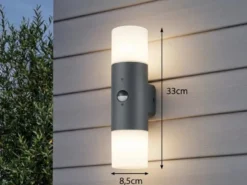 LED Außenwandleuchte Up & Down mit Bewegungsmelder, Anthrazit, Höhe 33cm