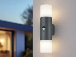 LED Außenwandleuchte Up & Down mit Bewegungsmelder, Anthrazit, Höhe 33cm