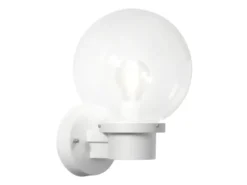 LED Außenwandleuchte, Weiß, Höhe 29cm mit Glas Kugel Ø 20cm