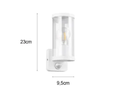LED Außenwandleuchte Weiß mit Bewegungsmelder, Höhe 23cm