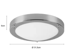 LED Bad Deckenleuchte in Chrom mit Glas Opal Weiß Badlampen, Ø 31,5cm