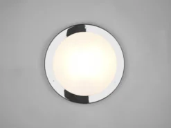 LED Bad Deckenleuchte in Chrom mit Glas Opal Weiß Badlampen, Ø 31,5cm