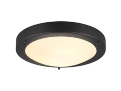 LED Bad Deckenleuchte in Schwarz mit Glas Weiß Badlampen, Ø 31,5cm