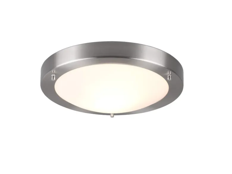 LED Bad Deckenleuchte in Silber mit Glas Opal Weiß Badlampen, Ø 31,5cm