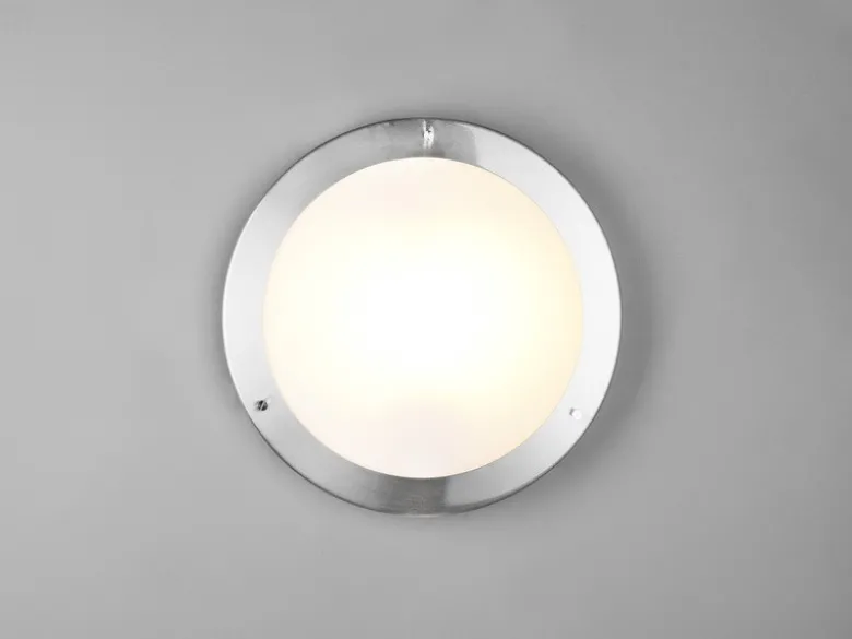 LED Bad Deckenleuchte in Silber mit Glas Opal Weiß Badlampen, Ø 31,5cm