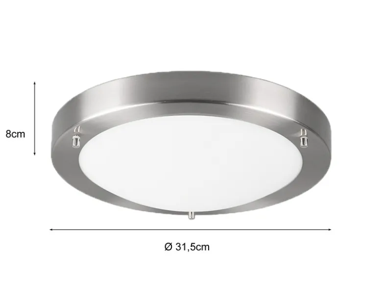 LED Bad Deckenleuchte in Silber mit Glas Opal Weiß Badlampen, Ø 31,5cm