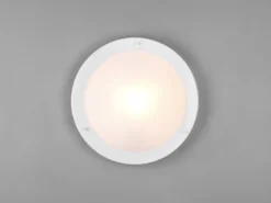 LED Bad Deckenleuchte in Weiß mit Glas Opal Weiß Badlampen, Ø 31,5cm