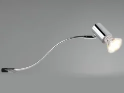 LED Badezimmerlampe in Chrom für Spiegelschrank mit schwenkbarem Spot