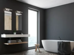 LED Badezimmer Wandleuchte BAABE Silber Chrom schwenkbar, Breite 60cm