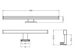 LED Badezimmer Wandleuchte LINO in Schwarz - Spiegelleuchte, Breite 60cm