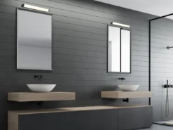 LED Badezimmer Wandleuchten 2er Set in Schwarz - Spiegelleuchten, Breite 42,5cm