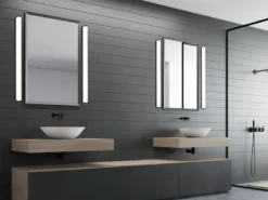 LED Badezimmer Wandleuchten 2er Set in Schwarz - Spiegelleuchten, Breite 80cm