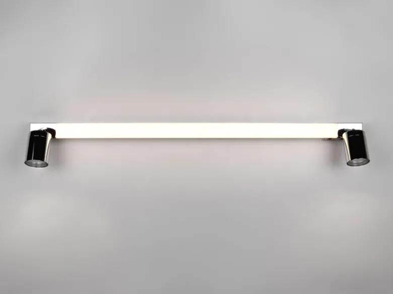 LED Bad Spiegelleuchte ENRICO mit Schalter und 2 Strahlern Chrom, Breite 90cm