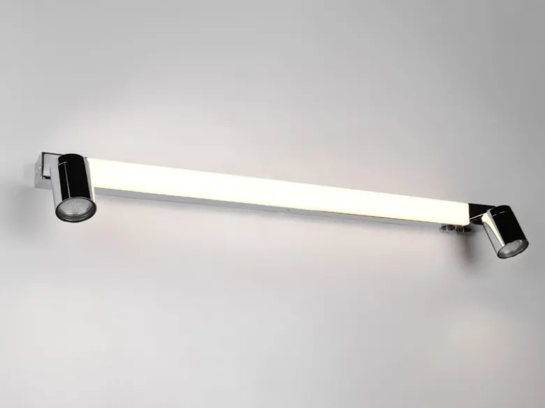 LED Bad Spiegelleuchte ENRICO mit Schalter und 2 Strahlern Chrom, Breite 90cm