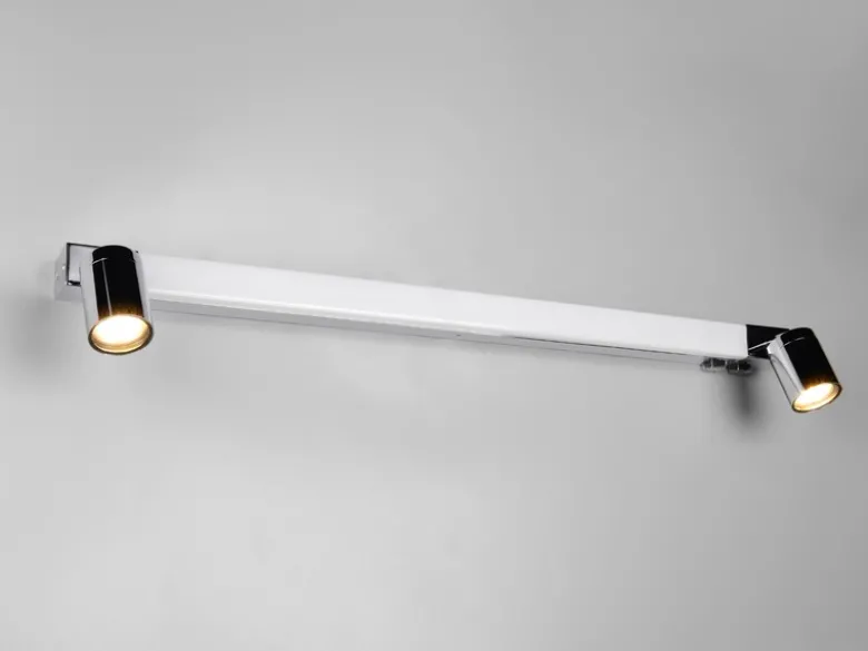 LED Bad Spiegelleuchte ENRICO mit Schalter und 2 Strahlern Chrom, Breite 90cm