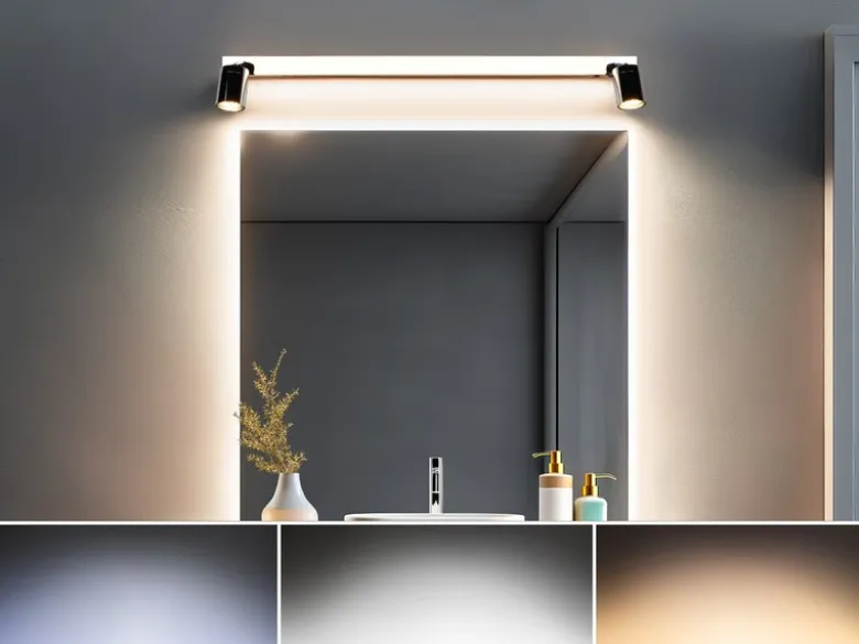 LED Bad Spiegelleuchte ENRICO mit Schalter und 2 Strahlern Chrom, Breite 90cm