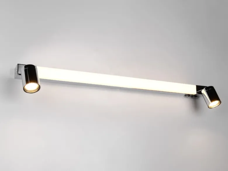 LED Bad Spiegelleuchte ENRICO mit Schalter und 2 Strahlern Chrom, Breite 90cm