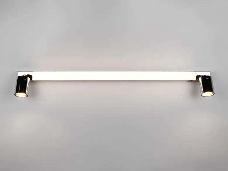 LED Bad Spiegelleuchte ENRICO mit Schalter und 2 Strahlern Chrom, Breite 90cm