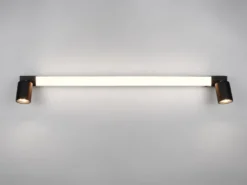 LED Bad Spiegelleuchte ENRICO mit Schalter und 2 Strahlern Schwarz Breite 90cm