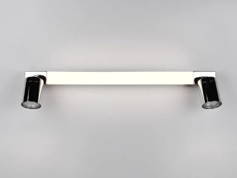 LED Bad Spiegelleuchte mit Schalter & 2 Spots Chrom inkl. GU10 LED, Breite 60cm