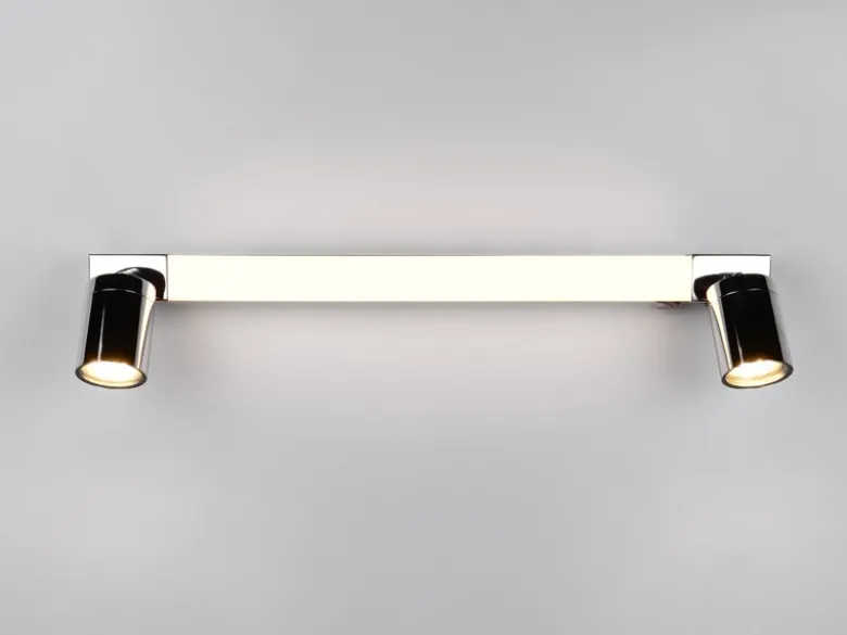 LED Bad Spiegelleuchte mit Schalter & 2 Spots Chrom inkl. GU10 LED, Breite 60cm