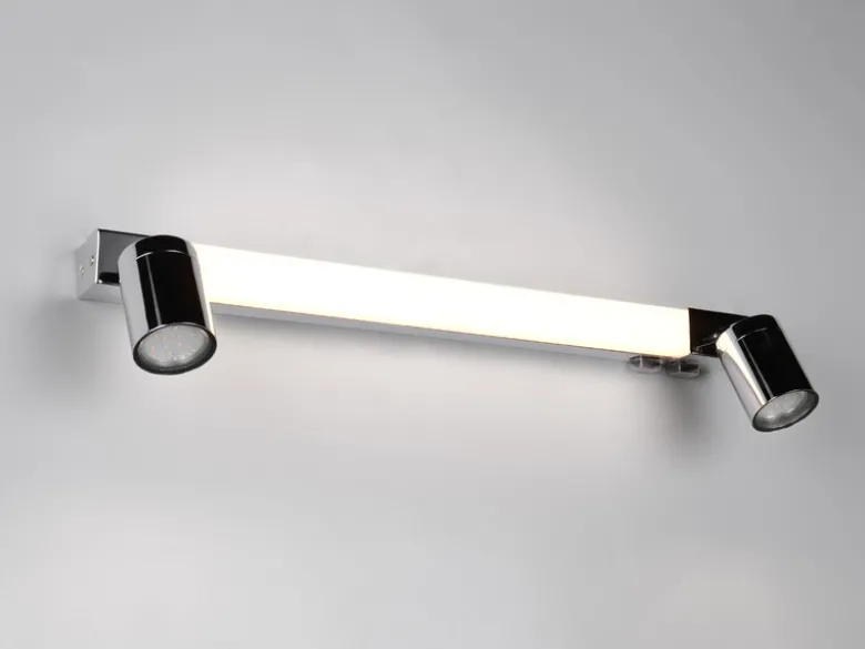 LED Bad Spiegelleuchte mit Schalter & 2 Spots Chrom inkl. GU10 LED, Breite 60cm