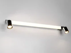 LED Bad Spiegelleuchte mit Schalter & 2 Spots Chrom inkl. GU10 LED, Breite 90cm