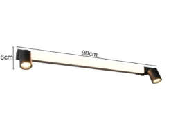 LED Bad Spiegelleuchte mit Schalter & 2 Spots Schwarz inkl. GU10 LED Breite 90cm