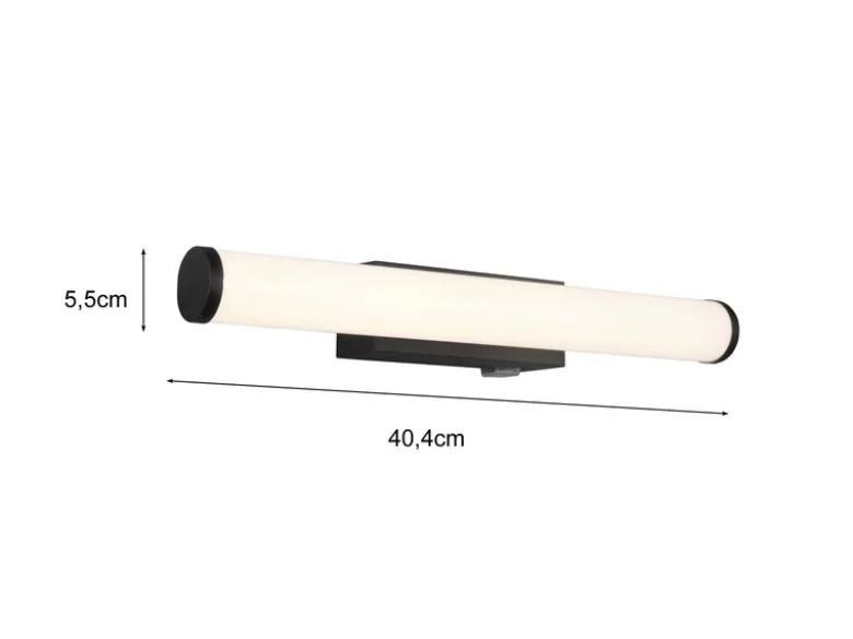 LED Bad Wandleuchte MATTIMO mit Schalter Schwarz - Spiegelleuchte, Breite 40cm
